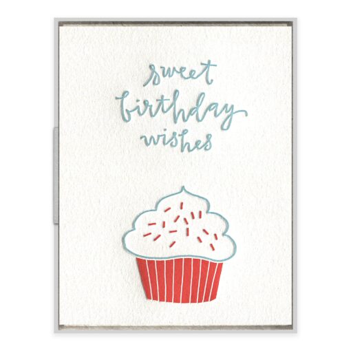 Birthday Cupcake Letterpress Greeting Card