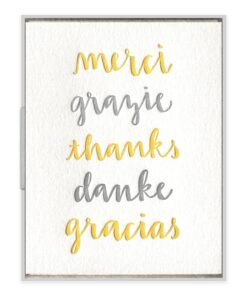 Thank You Languages Letterpress Greeting Card