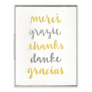 Thank You Languages Letterpress Greeting Card