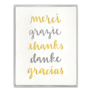 Thank You Languages Letterpress Greeting Card Boxed Set of Six