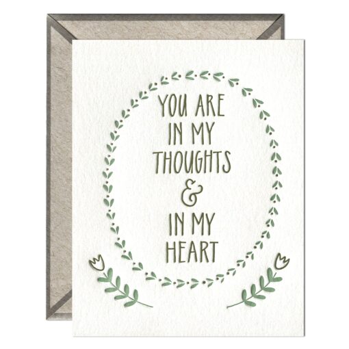 In Thoughts & Heart Letterpress Greeting Card with Envelope