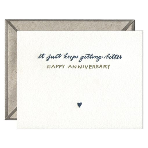 Happy Anniversary Letterpress Greeting Card with Envelope