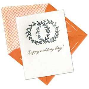 Happy Wedding Day Letterpress Greeting Card with Envelope