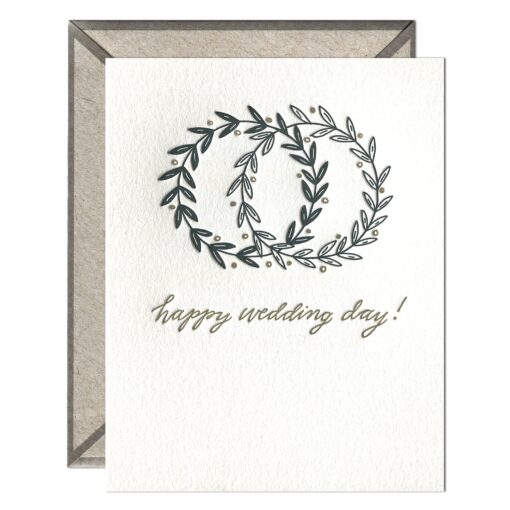 Happy Wedding Day Letterpress Greeting Card with Envelope