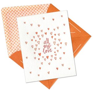 All My Love Letterpress Greeting Card with Envelope