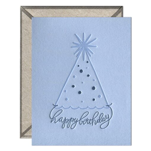 Party Hat Birthday Letterpress Greeting Card with Envelope