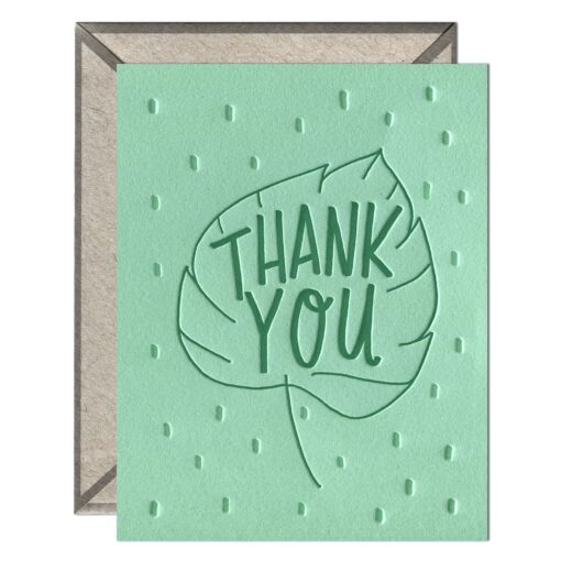 Leaf Thank You Letterpress Greeting Card with Envelope