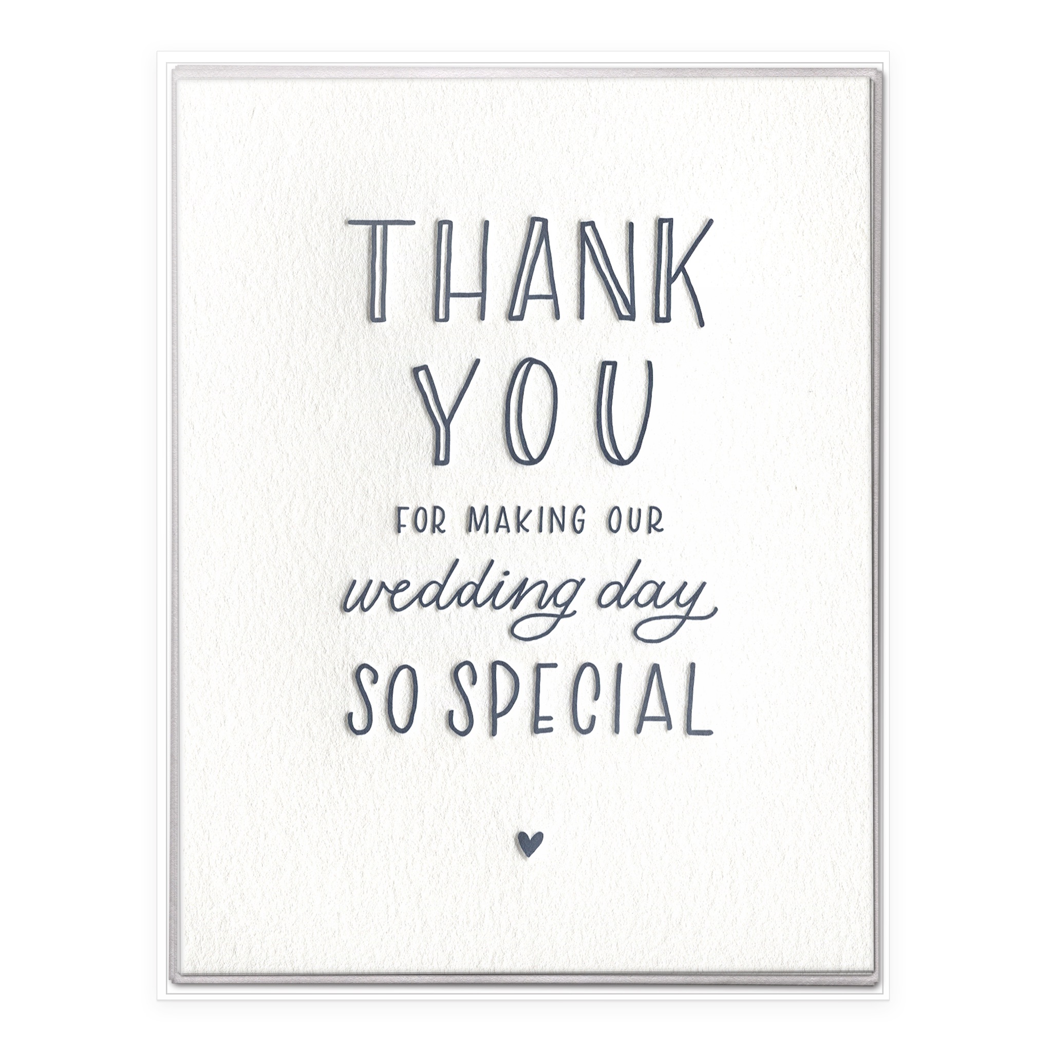 Wedding Day Thank You Letterpress Greeting Card Boxed Set of Six