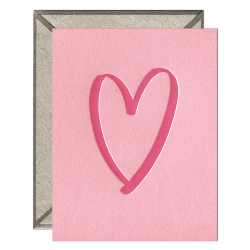 Brushed Heart Letterpress Greeting Card with Envelope