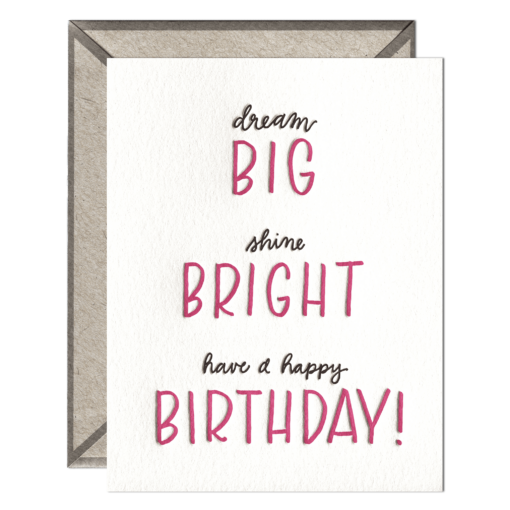 Big Bright Birthday Letterpress Greeting Card with Envelope
