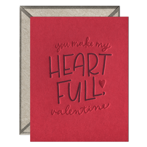 Heart Full Valentine Letterpress Greeting Card with Envelope