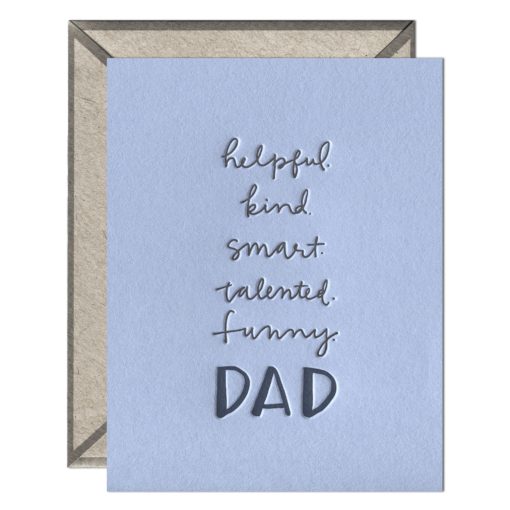 Dad Attributes Letterpress Greeting Card with Envelope