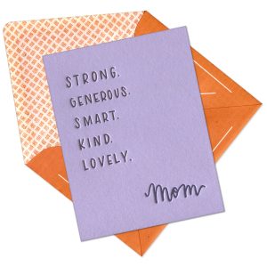Mom Attributes Letterpress Greeting Card with Envelope
