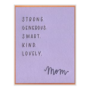 Mom Attributes Letterpress Greeting Card