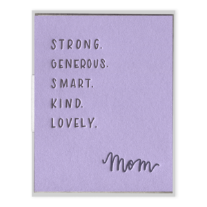 Mom Attributes Letterpress Greeting Card