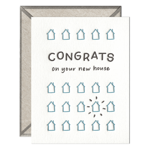 New House Congrats Letterpress Greeting Card with Envelope