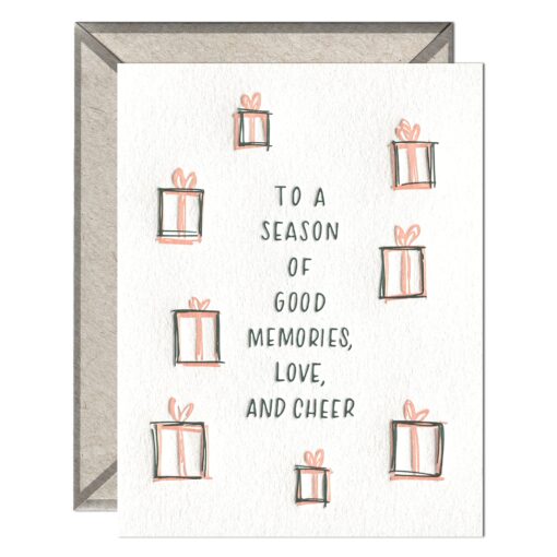 Good Memories Love & Cheer Letterpress Greeting Card with Envelope