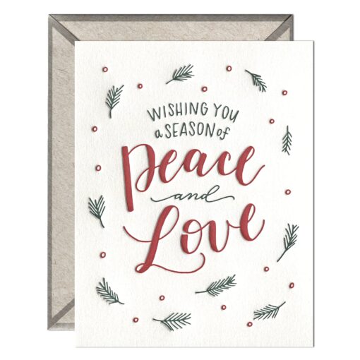 A Season of Peace & Love Letterpress Greeting Card with Envelope
