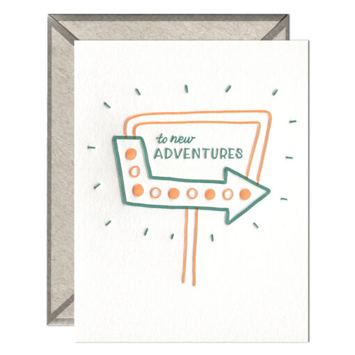 To New Adventures Letterpress Greeting Card with Envelope