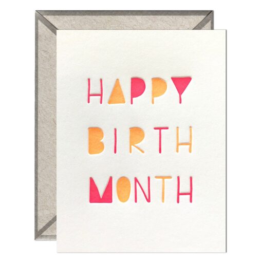 Happy Birth Month Letterpress Greeting Card with Envelope