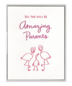 Flamingo Parents Letterpress Greeting Card