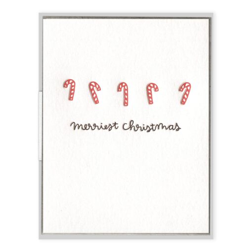 Candy Cane Christmas Letterpress Greeting Card