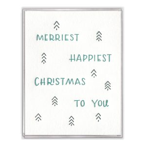 Merriest Happiest Christmas Letterpress Greeting Card Boxed Set of Six