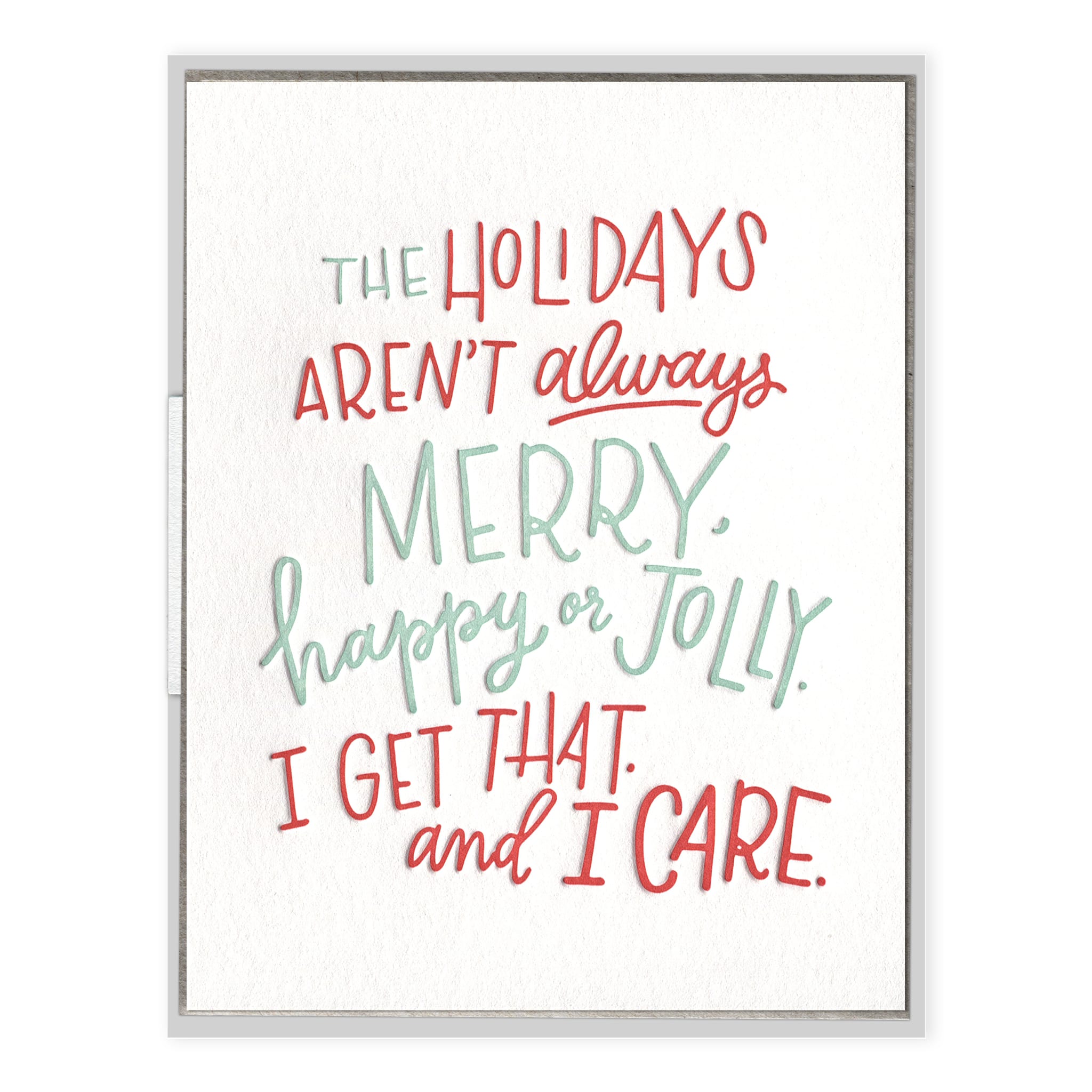 Holidays— I Care Letterpress Greeting Card
