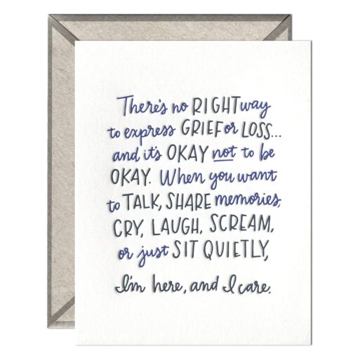 No Right Way to Grieve Letterpress Greeting Card with Envelope