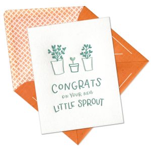 Little Sprout Congrats Letterpress Greeting Card with Envelope