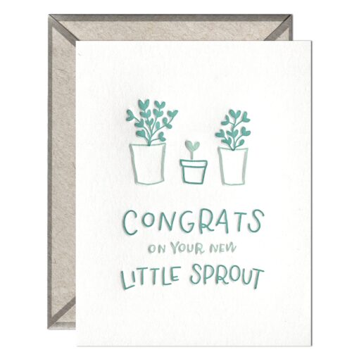 Little Sprout Congrats Letterpress Greeting Card with Envelope