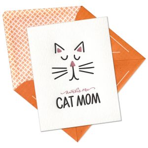 Cat Mom Letterpress Greeting Card with Envelope