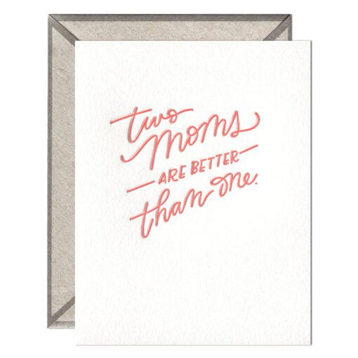 Two Moms Letterpress Greeting Card with Envelope