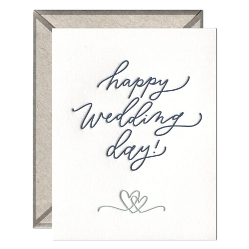 Happy Wedding Day Script Letterpress Greeting Card with Envelope