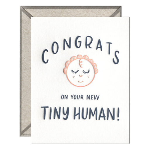 Tiny Human Congrats Letterpress Greeting Card with Envelope