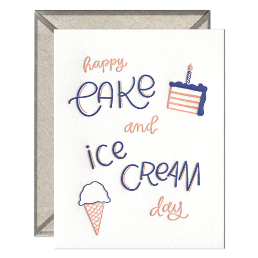 Cake and Ice Cream Day Letterpress Greeting Card with Envelope