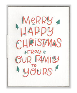 Merry Happy Wishes Letterpress Greeting Card with Envelope