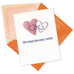 Make My Heart Happy Letterpress Greeting Card with Envelope