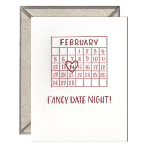 Fancy Date Night Letterpress Greeting Card with Envelope