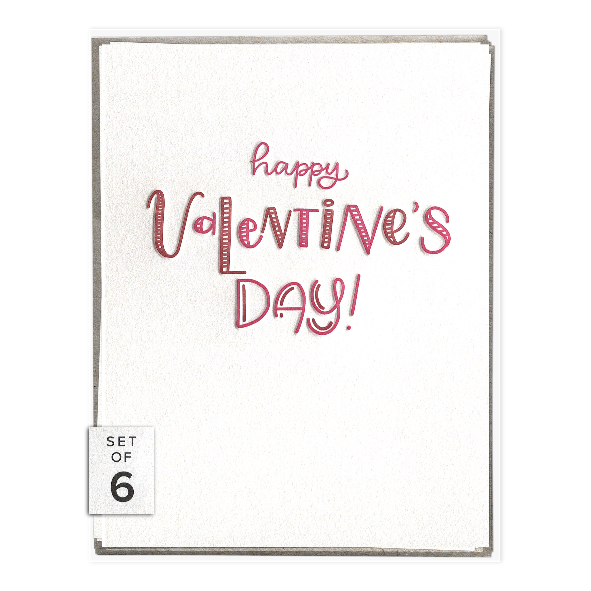 Happy Valentine's Day Letterpress Greeting Card Boxed Set of Six