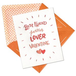 Partner Lover Valentine Letterpress Greeting Card with Envelope