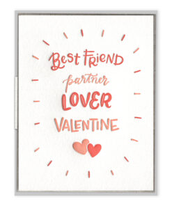 Partner Lover Valentine Letterpress Greeting Card