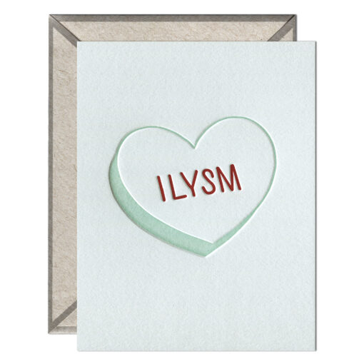 ILYSM Heart Letterpress Greeting Card with Envelope