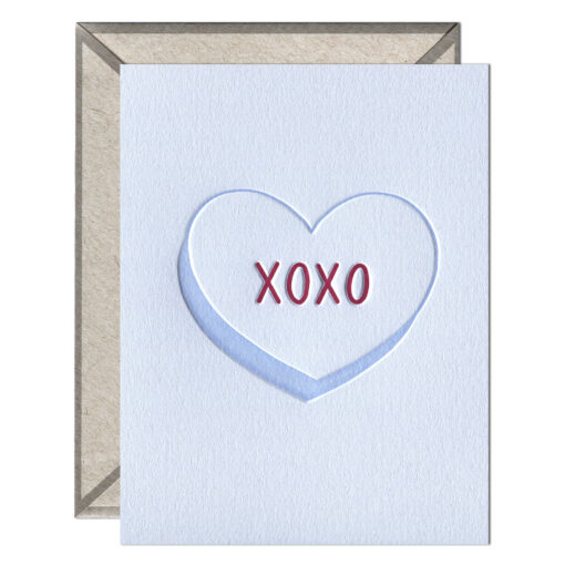 XOXO Heart Letterpress Greeting Card with Envelope