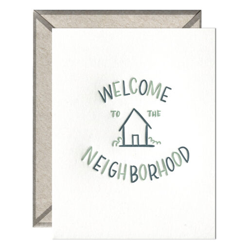 Welcome to the Neighborhood Letterpress Greeting Card with Envelope