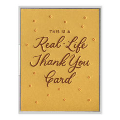 Real-Life Thank You Card Letterpress Greeting Card with Envelope