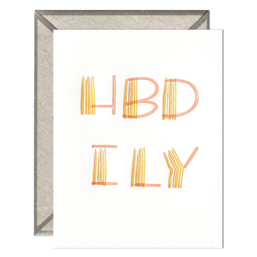 HBD ILY Letterpress Greeting Card with Envelope