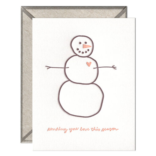 Sending Love Snowman Letterpress Greeting Card with Envelope