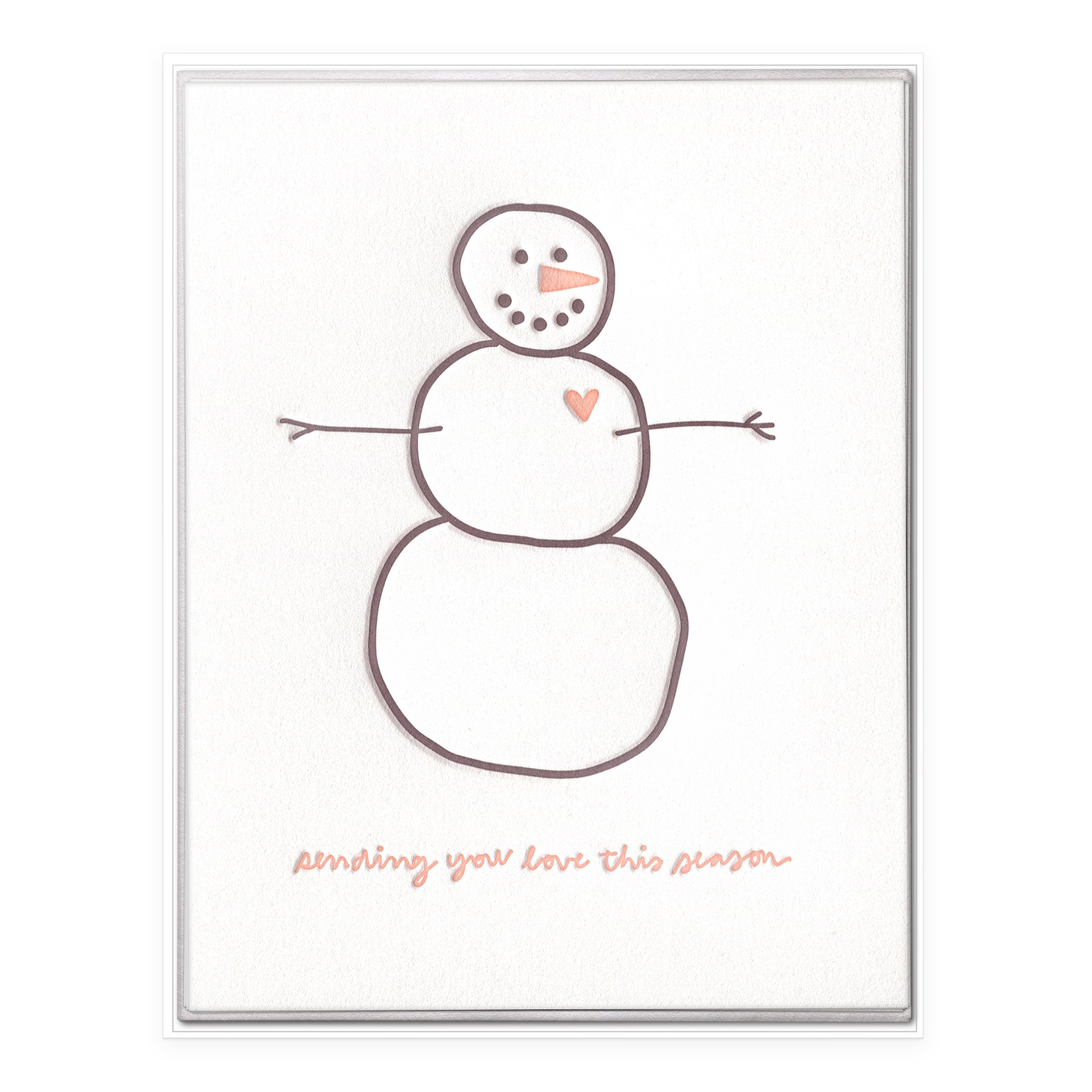Sending Love Snowman Letterpress Greeting Card Boxed Set of Six