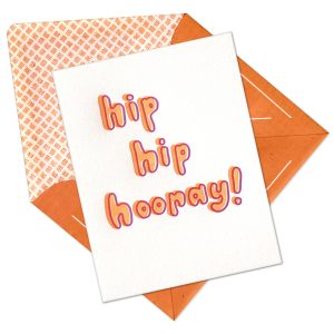 Hip Hip Hooray Letterpress Greeting Card with Envelope